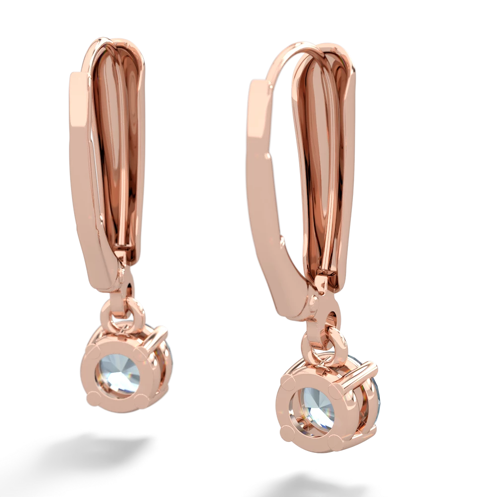 Aquamarine 5Mm Round Lever Back 14K Rose Gold earrings E2785