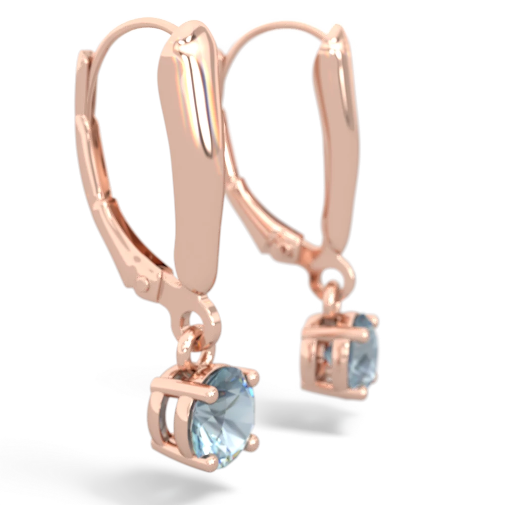 Aquamarine 5Mm Round Lever Back 14K Rose Gold earrings E2785