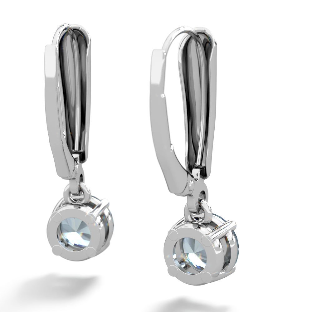 Aquamarine 6Mm  Round Lever Back 14K White Gold earrings E2786