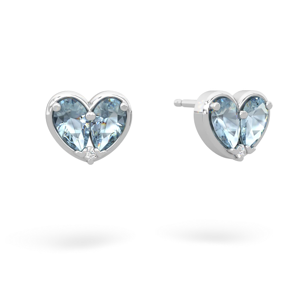 Aquamarine 'Our Heart' 14K White Gold earrings E5072