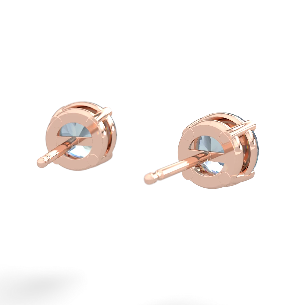 Aquamarine 6Mm Round Stud 14K Rose Gold earrings E1786