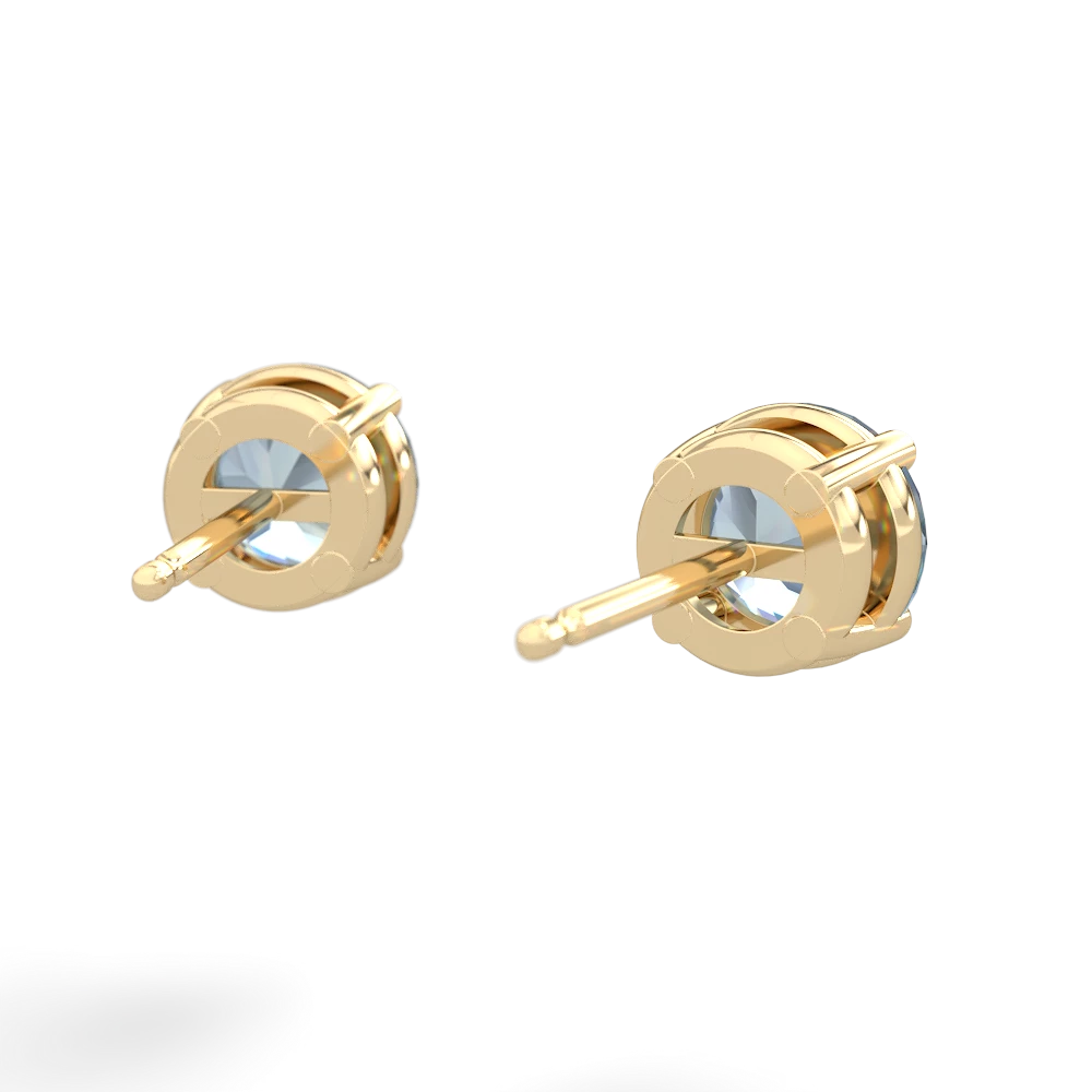 Aquamarine 6Mm Round Stud 14K Yellow Gold earrings E1786