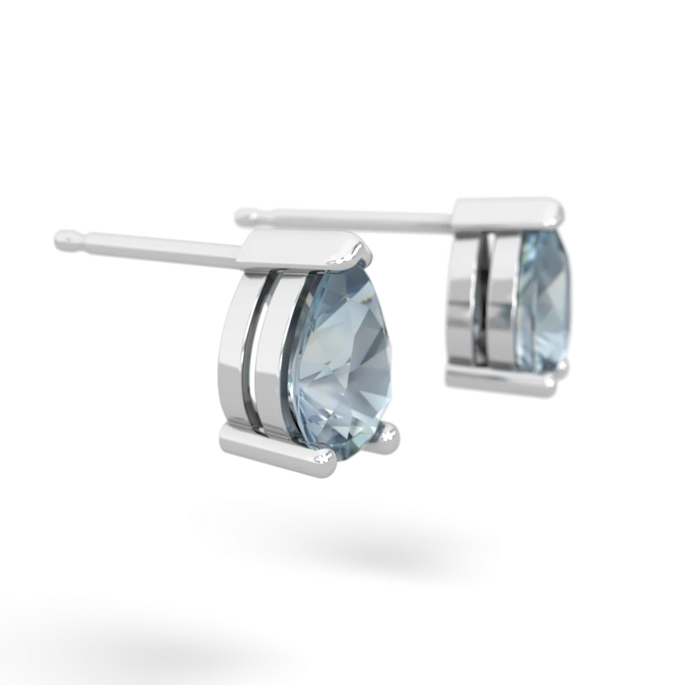 Aquamarine Teardrop Stud 14K White Gold earrings E1793