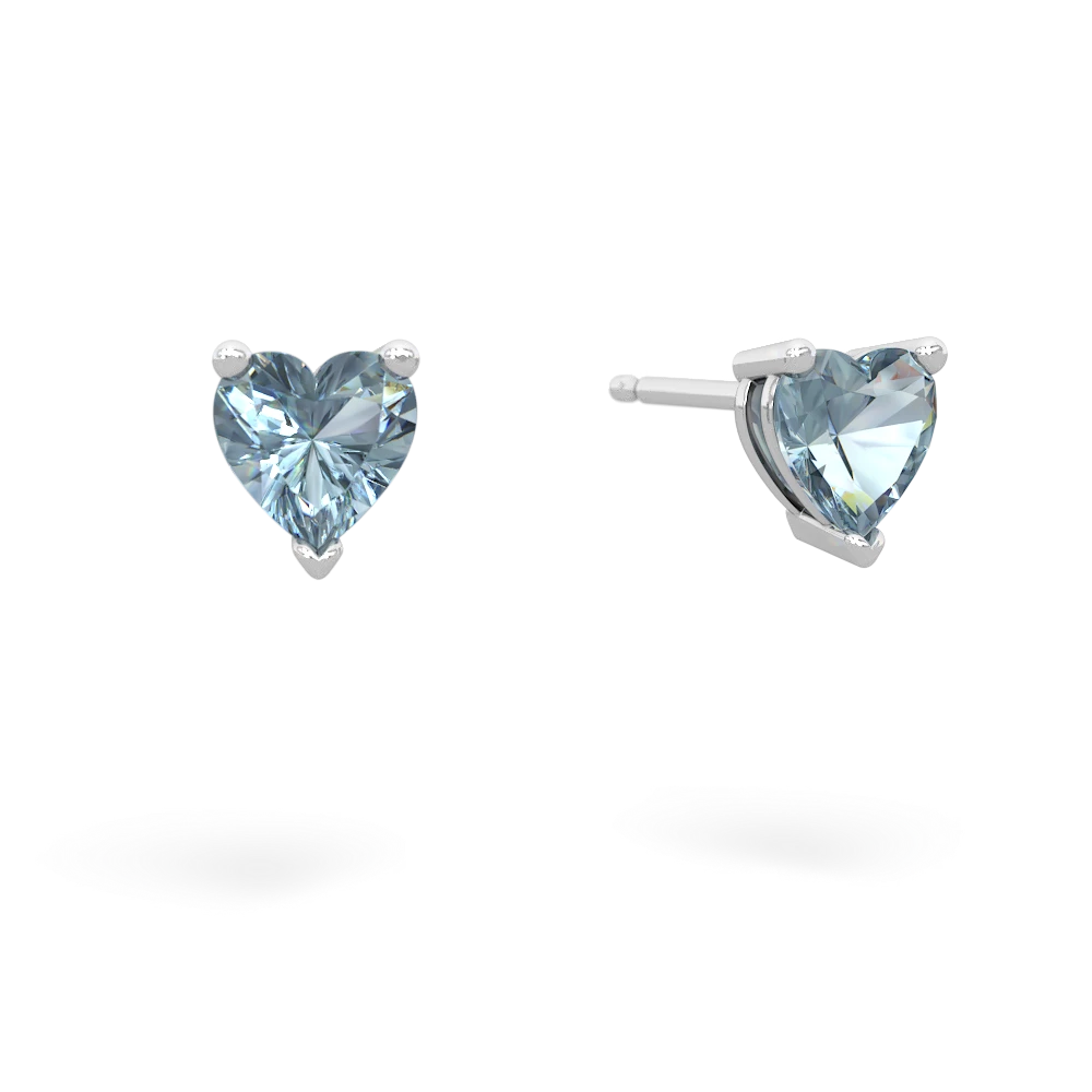 Aquamarine 5Mm Heart Stud 14K White Gold earrings E1861