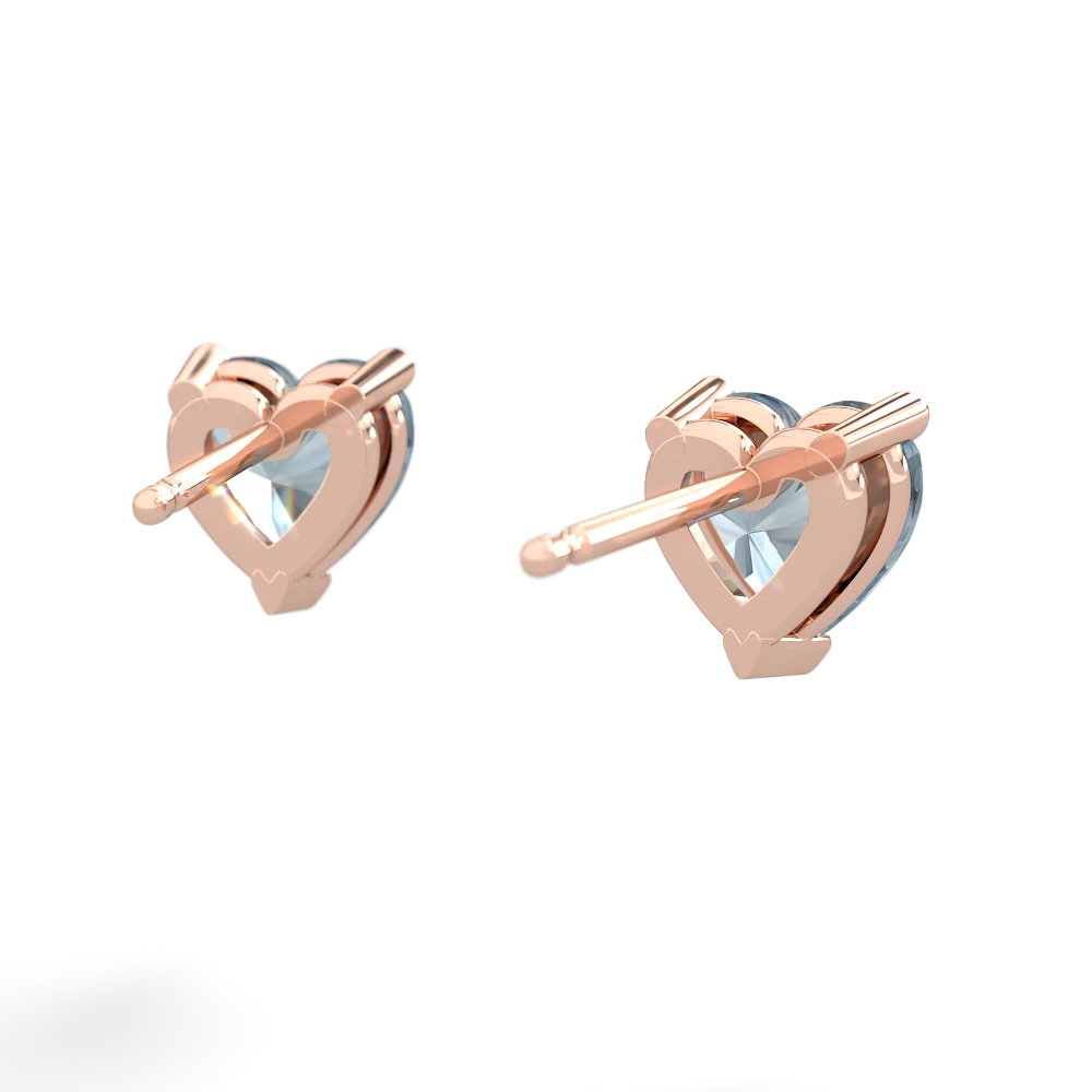 Aquamarine 6Mm Heart Stud 14K Rose Gold earrings E1862