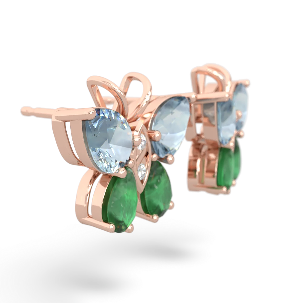 Aquamarine Butterfly 14K Rose Gold earrings E2215