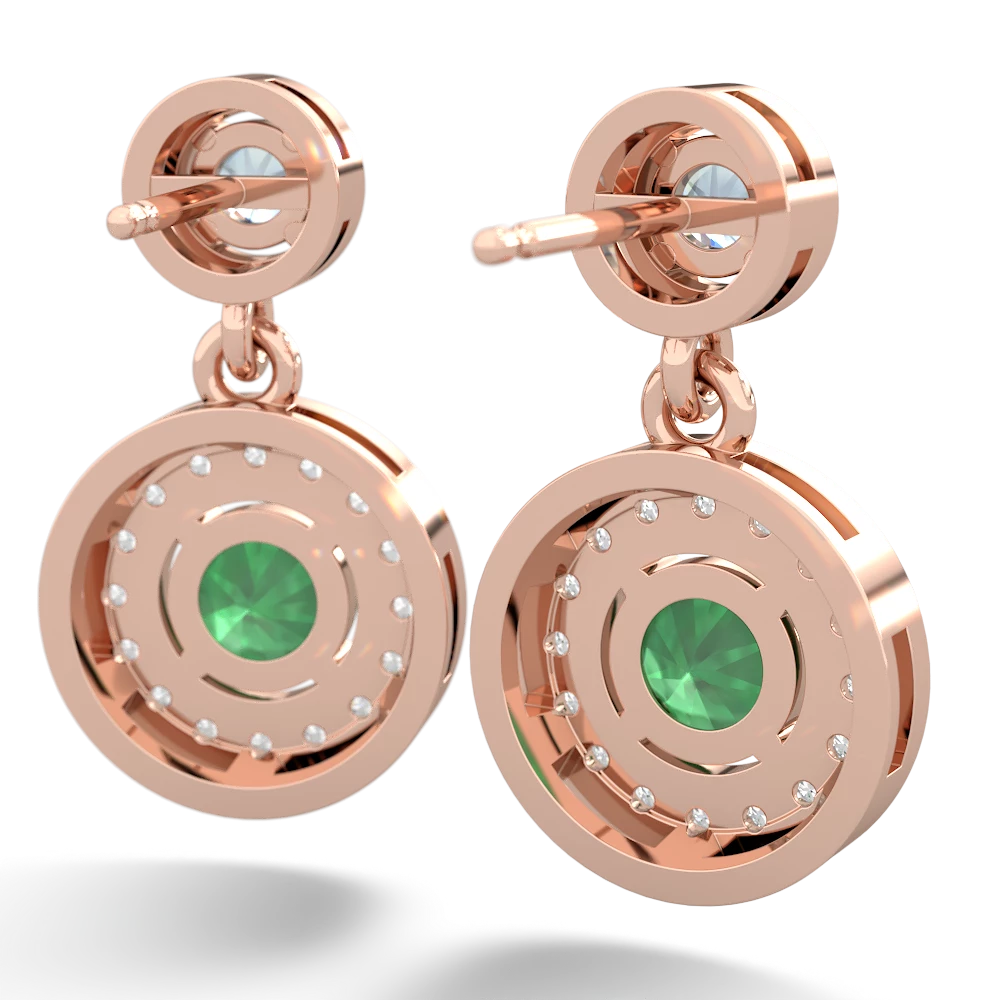 Aquamarine Halo Dangle 14K Rose Gold earrings E5319