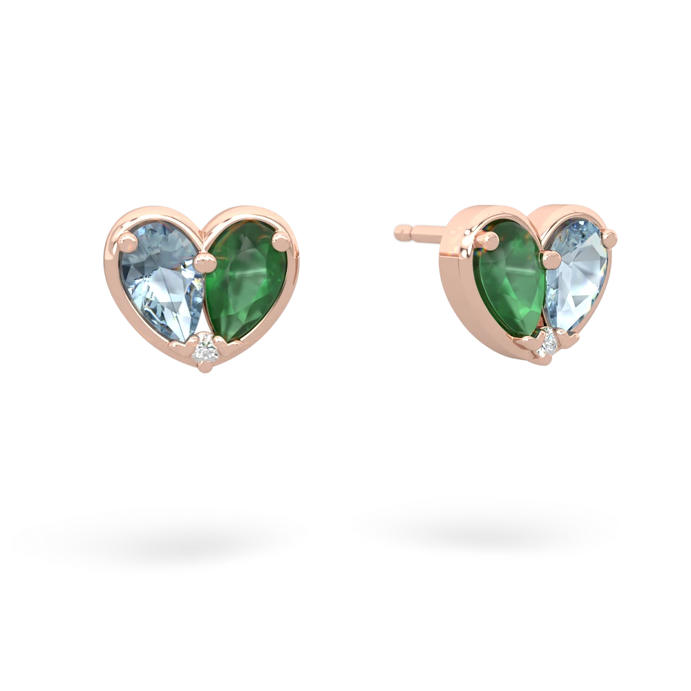 Aquamarine 'Our Heart' 14K Rose Gold earrings E5072