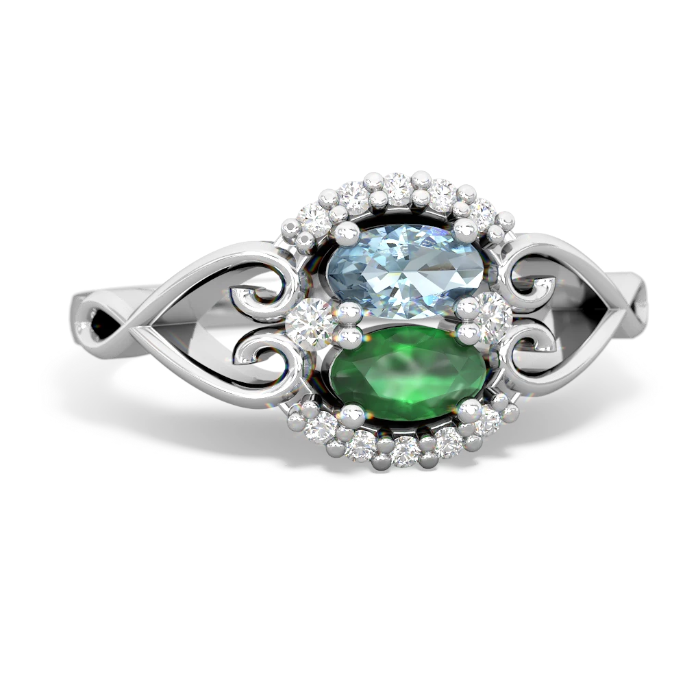 Aquamarine Love Nest 14K White Gold ring R5860