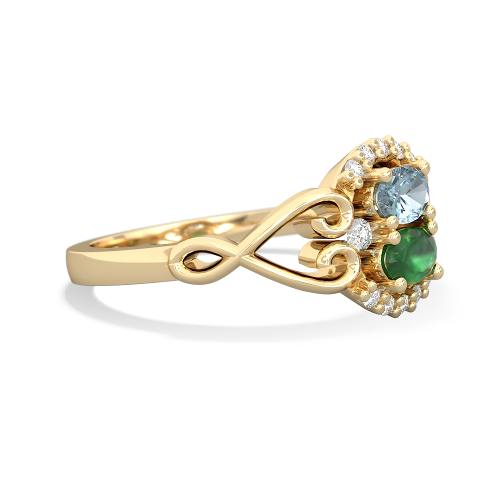 Aquamarine Love Nest 14K Yellow Gold ring R5860