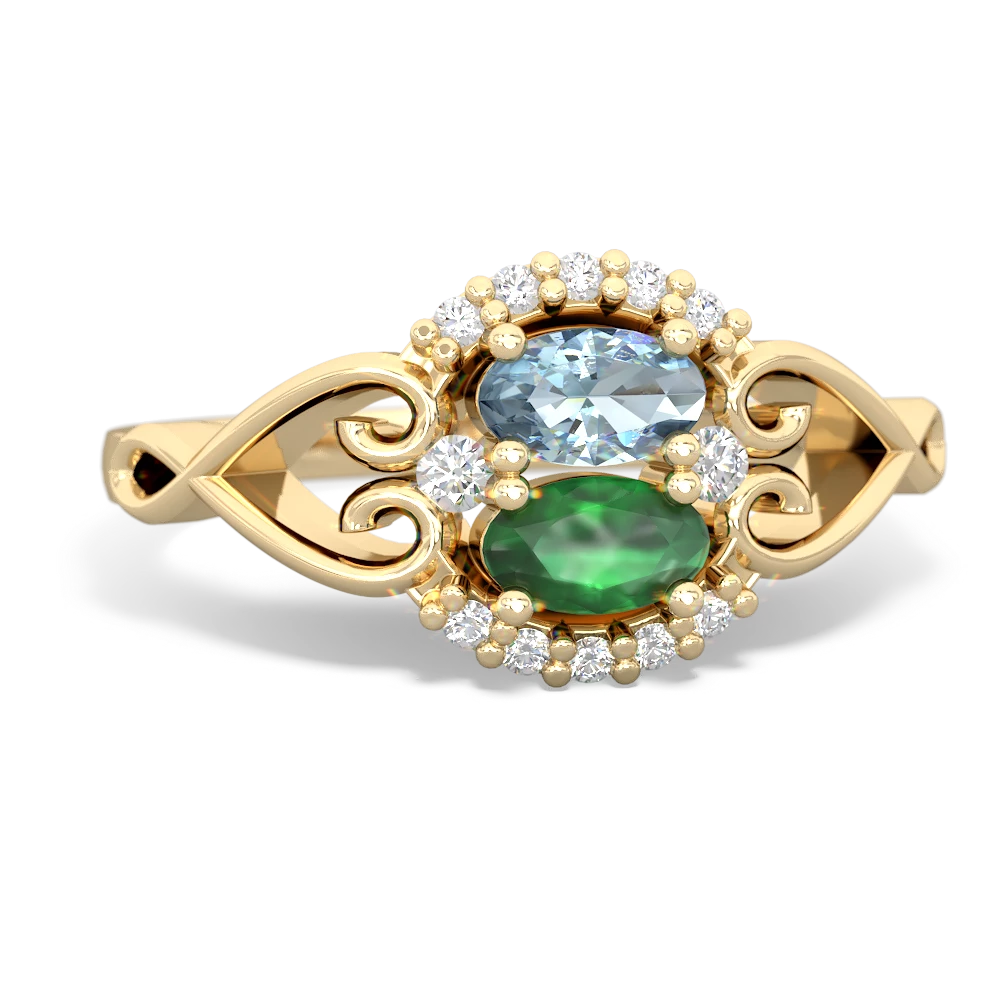 Aquamarine Love Nest 14K Yellow Gold ring R5860