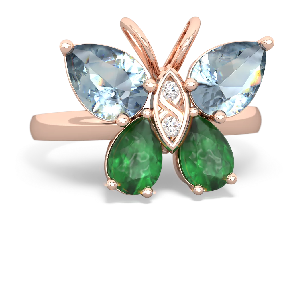 Aquamarine Butterfly 14K Rose Gold ring R2215