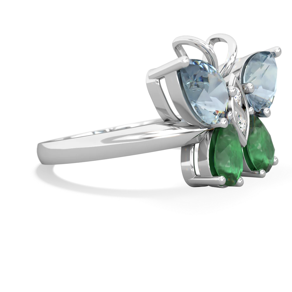 Aquamarine Butterfly 14K White Gold ring R2215