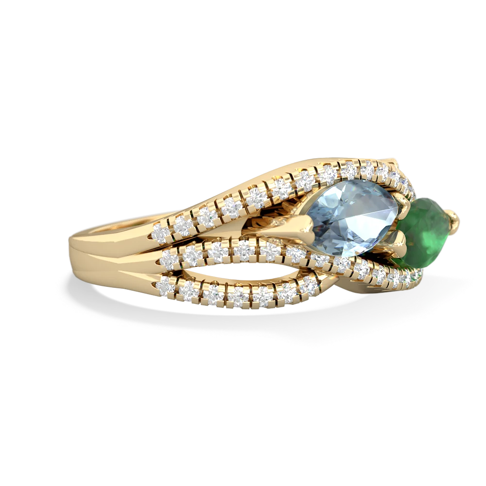 Aquamarine Diamond Rivers 14K Yellow Gold ring R3070