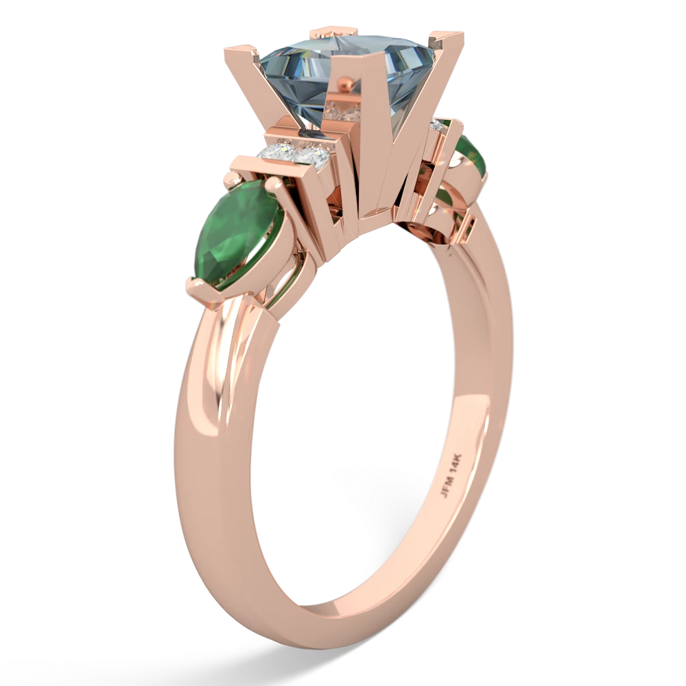 Aquamarine 6Mm Princess Eternal Embrace Engagement 14K Rose Gold ring C2002