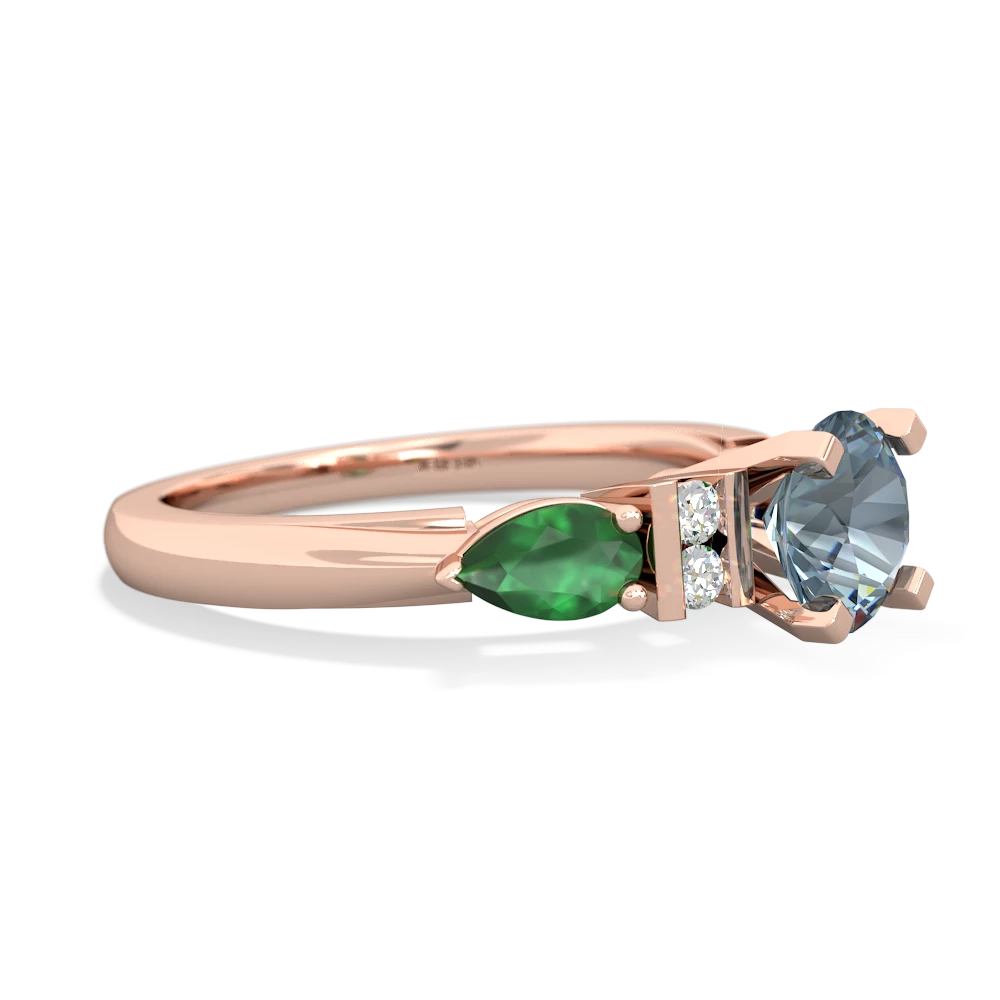 Aquamarine 6Mm Round Eternal Embrace Engagement 14K Rose Gold ring R2005