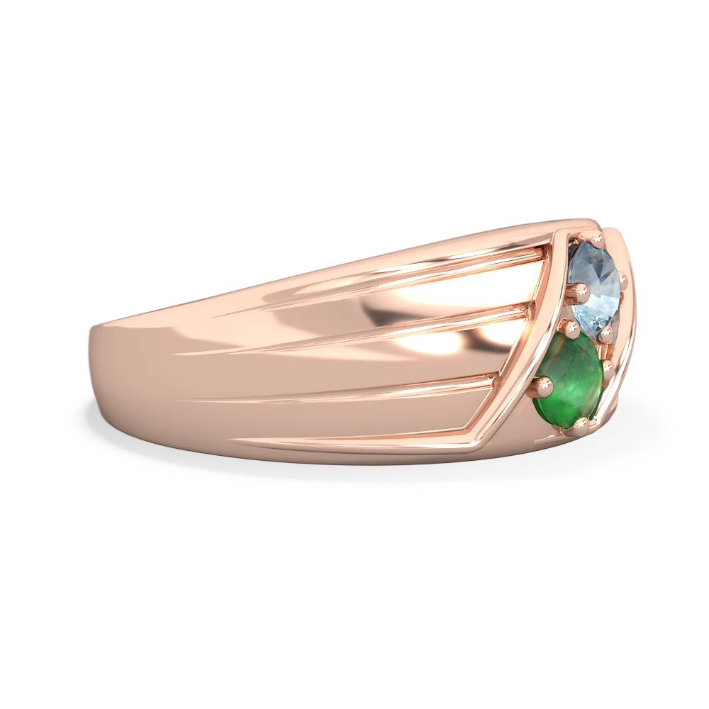 Aquamarine Men's Streamline 14K Rose Gold ring R0460