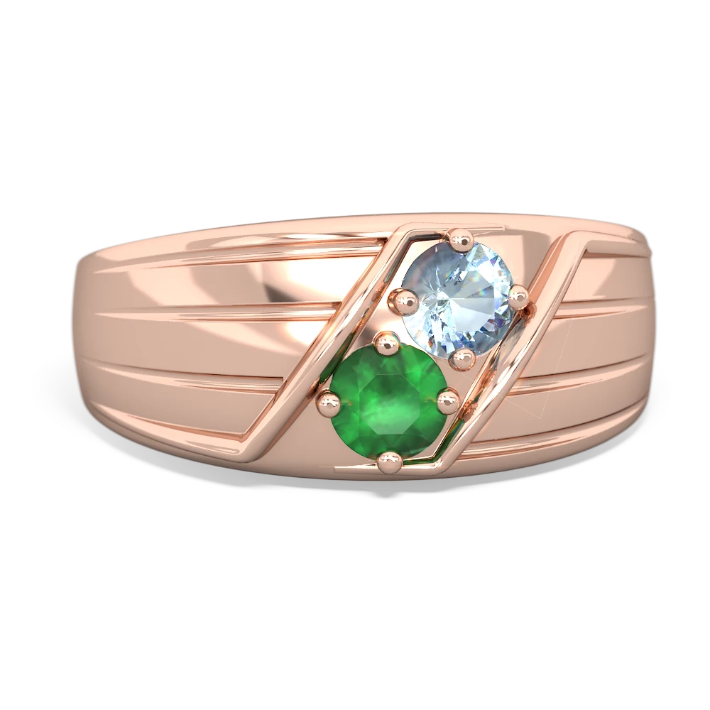 Aquamarine Men's Streamline 14K Rose Gold ring R0460