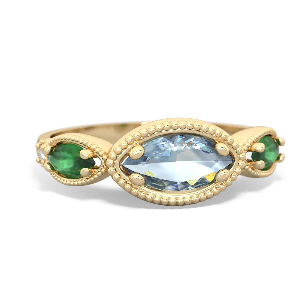 Aquamarine Milgrain Marquise 14K Yellow Gold ring R5700