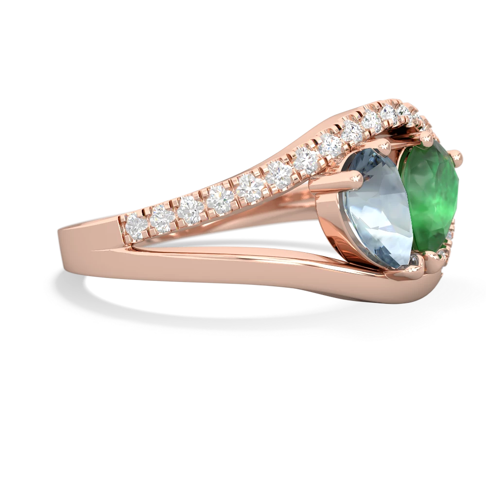 Aquamarine Nestled Heart Keepsake 14K Rose Gold ring R5650