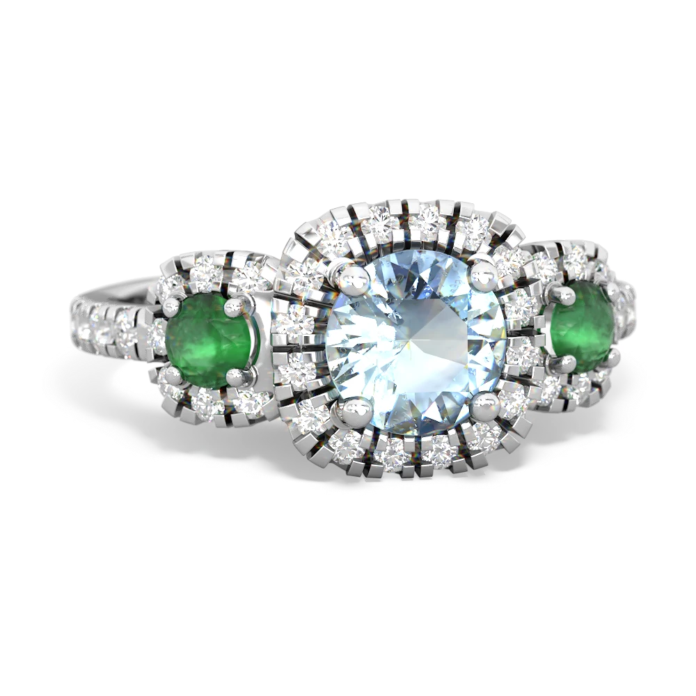 Aquamarine Regal Halo 14K White Gold ring R5350