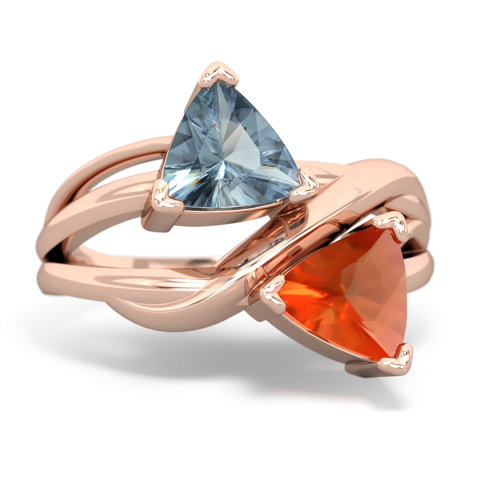 Aquamarine Split Band Swirl 14K Rose Gold ring R2341