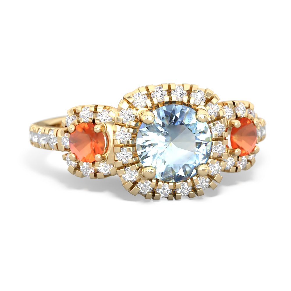 Aquamarine Regal Halo 14K Yellow Gold ring R5350