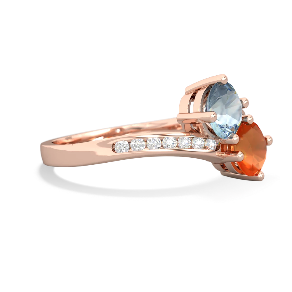 Aquamarine Channel Set Two Stone 14K Rose Gold ring R5303