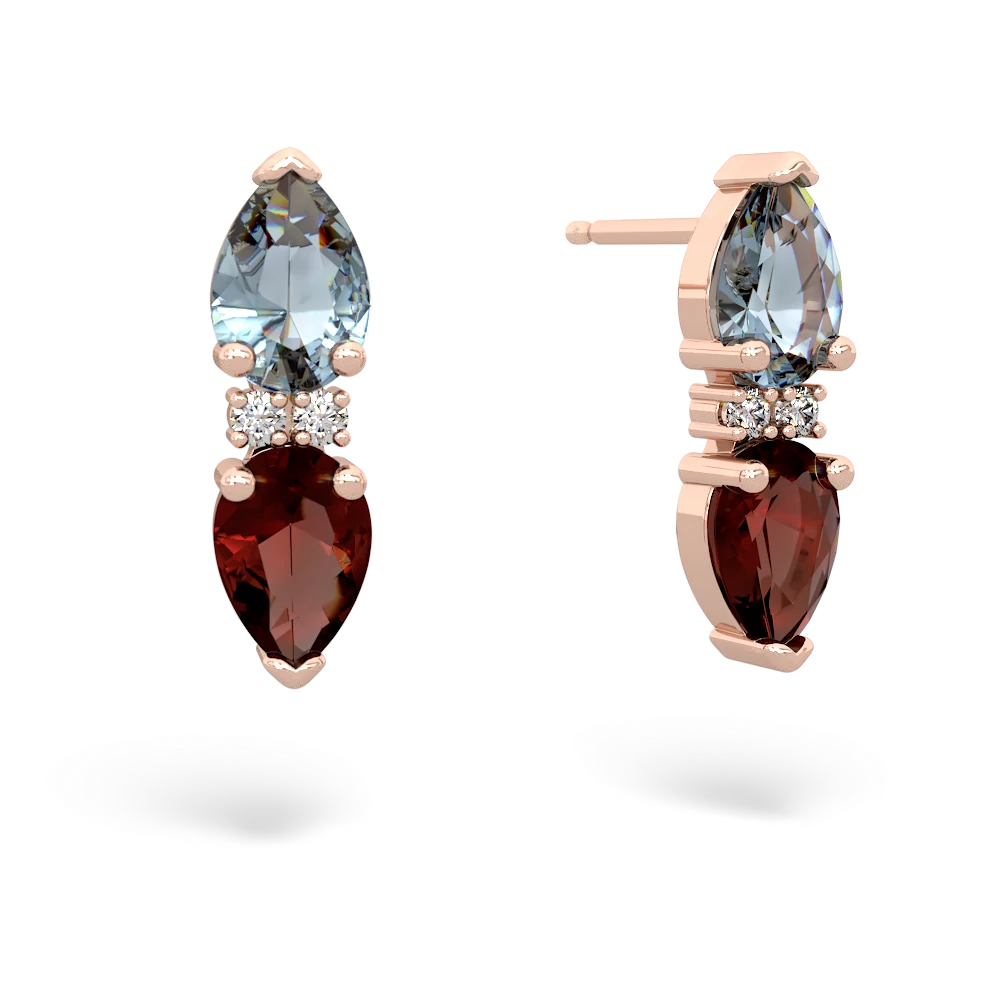 Aquamarine Bowtie Drop 14K Rose Gold earrings E0865