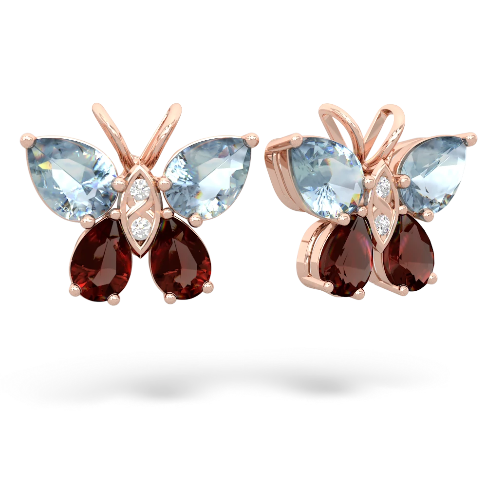 Aquamarine Butterfly 14K Rose Gold earrings E2215