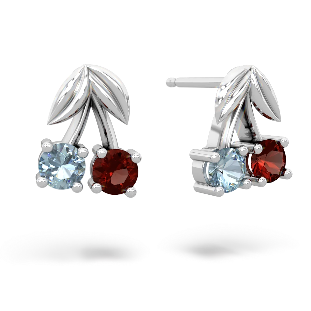 Aquamarine Sweet Cherries 14K White Gold earrings E7001