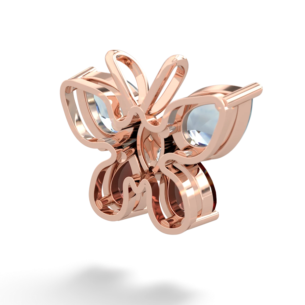 Aquamarine Butterfly 14K Rose Gold pendant P2215