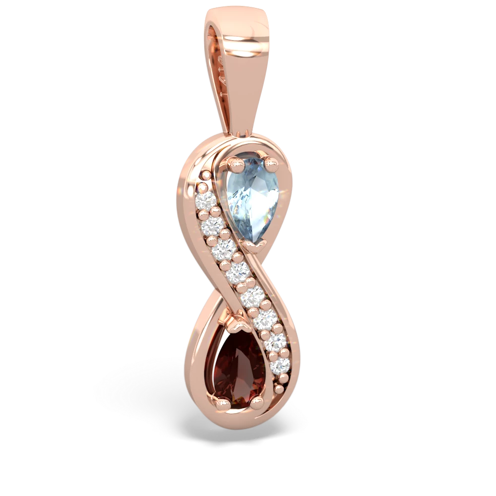 Aquamarine Diamond Infinity 14K Rose Gold pendant P5390