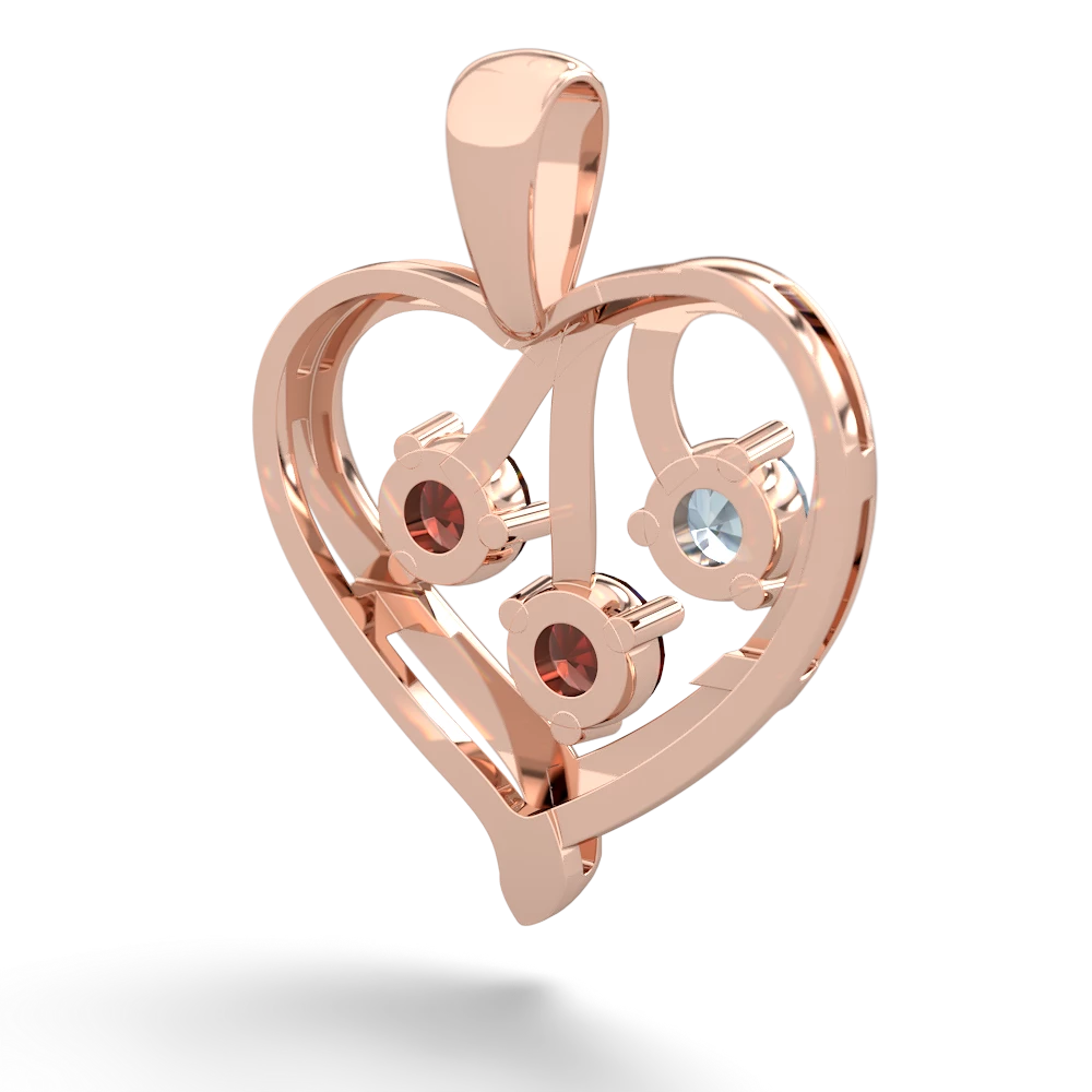 Aquamarine Glowing Heart 14K Rose Gold pendant P2233