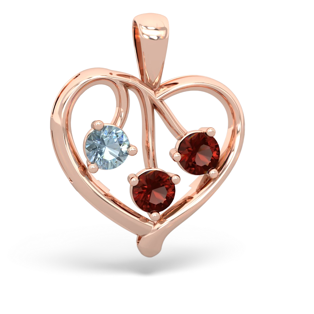 Aquamarine Glowing Heart 14K Rose Gold pendant P2233