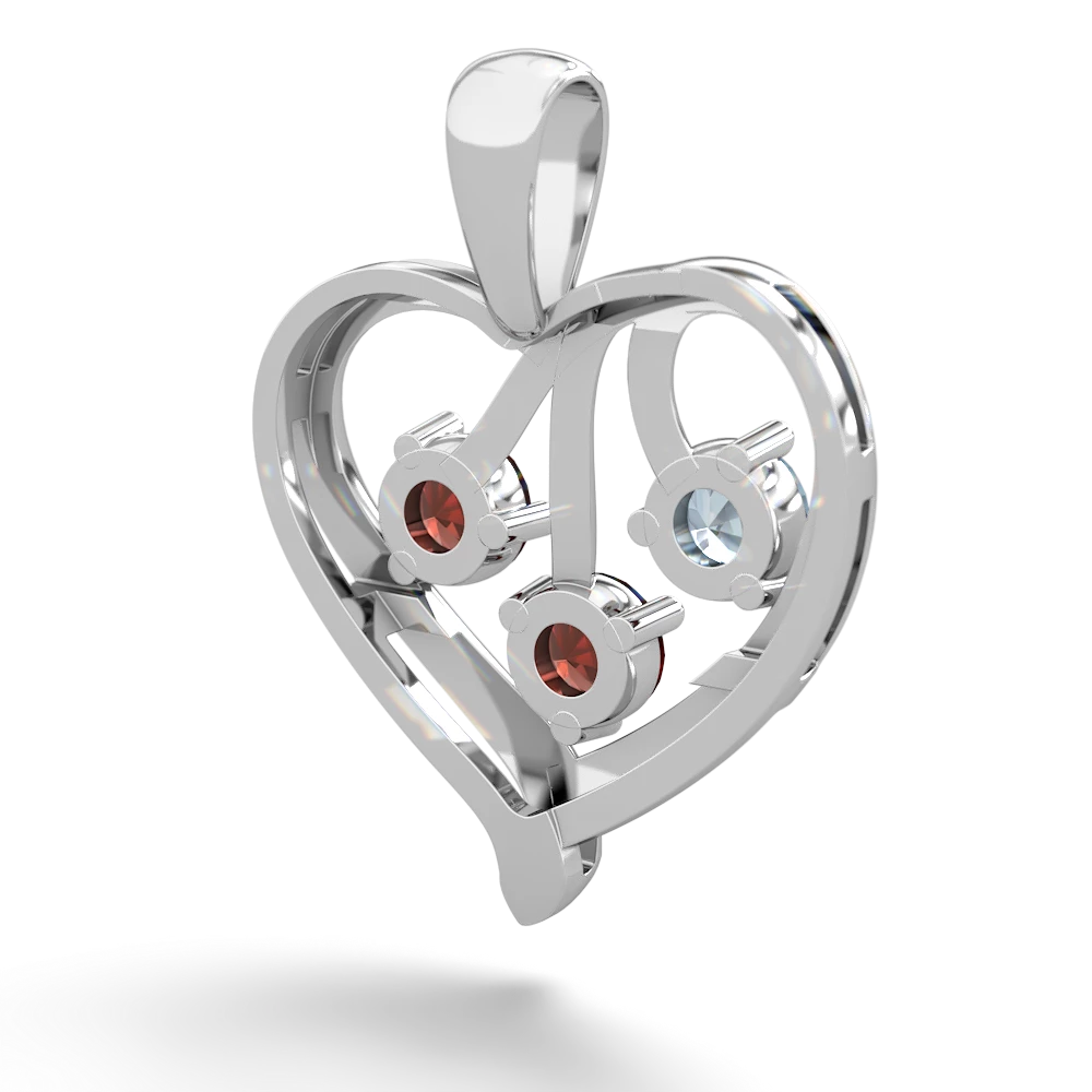 Aquamarine Glowing Heart 14K White Gold pendant P2233