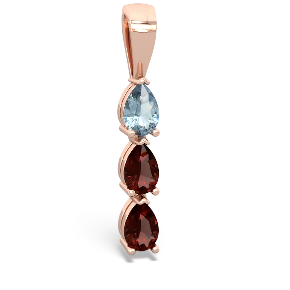 Aquamarine Dew Drops 14K Rose Gold pendant P2251