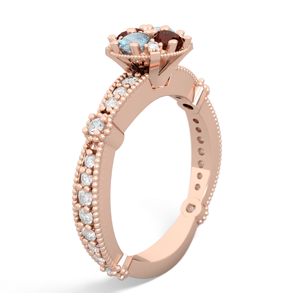 Aquamarine Sparkling Tiara Cluster 14K Rose Gold ring R26293RD