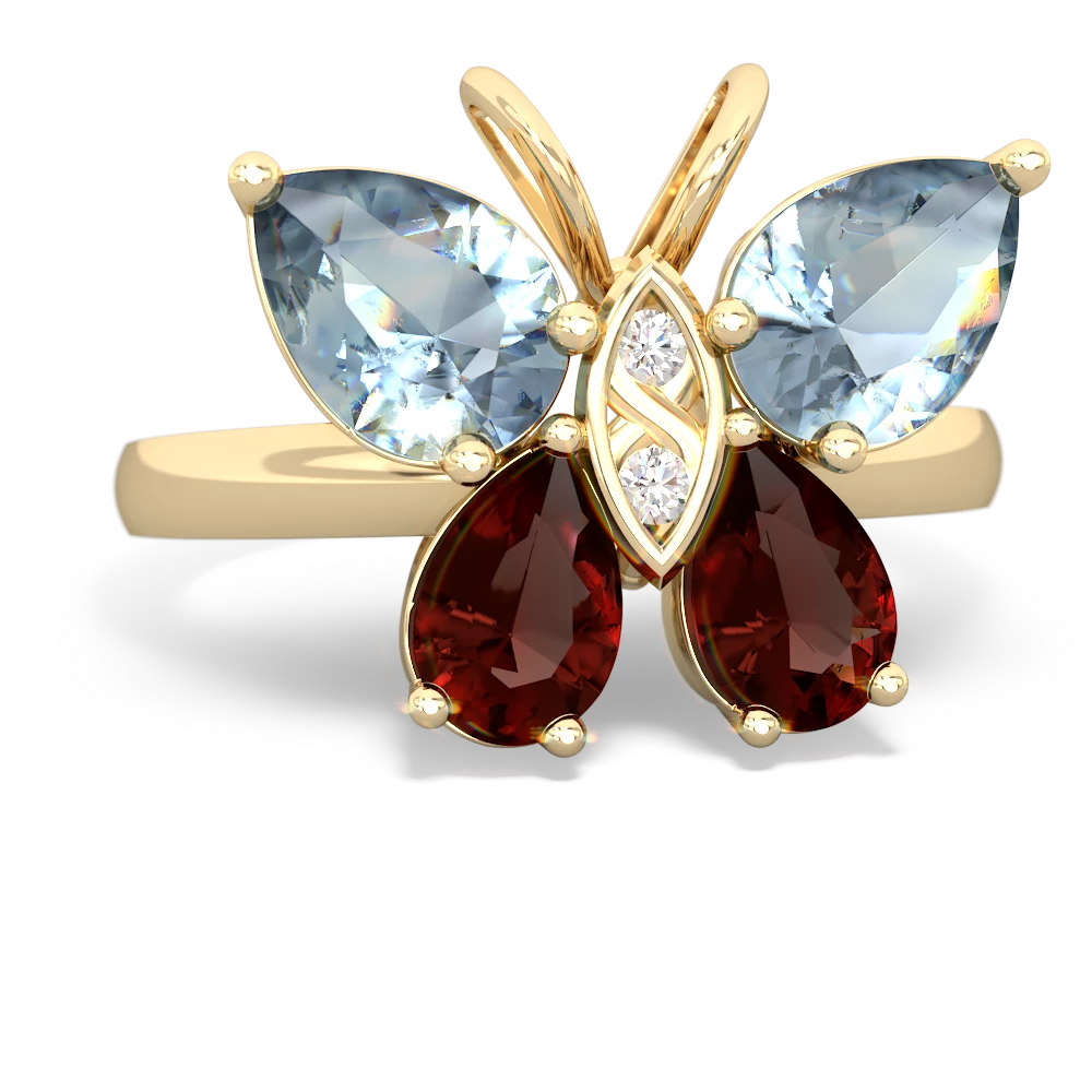 Aquamarine Butterfly 14K Yellow Gold ring R2215