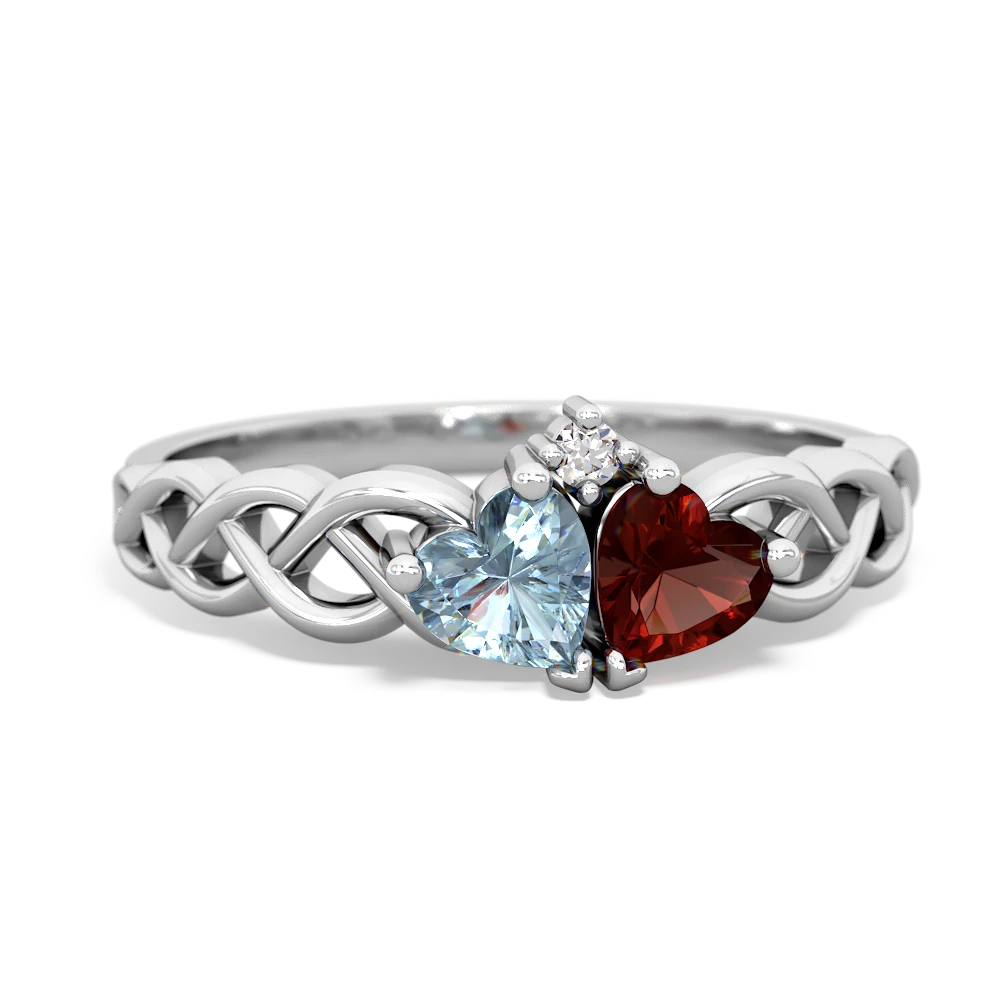 Aquamarine Heart To Heart Braid 14K White Gold ring R5870