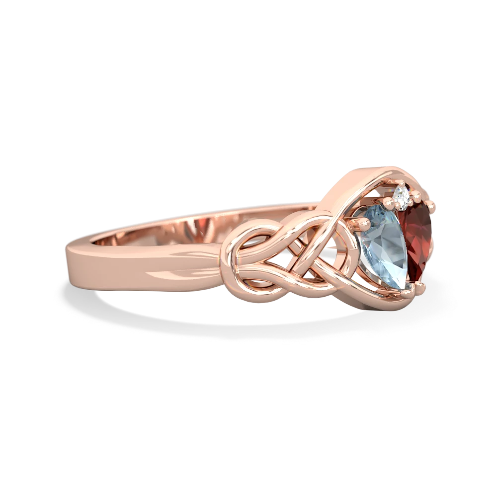 Aquamarine Celtic Love Knot 14K Rose Gold ring R5420