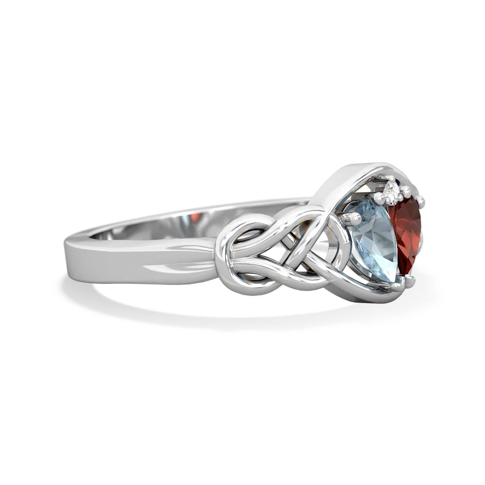 Aquamarine Celtic Love Knot 14K White Gold ring R5420