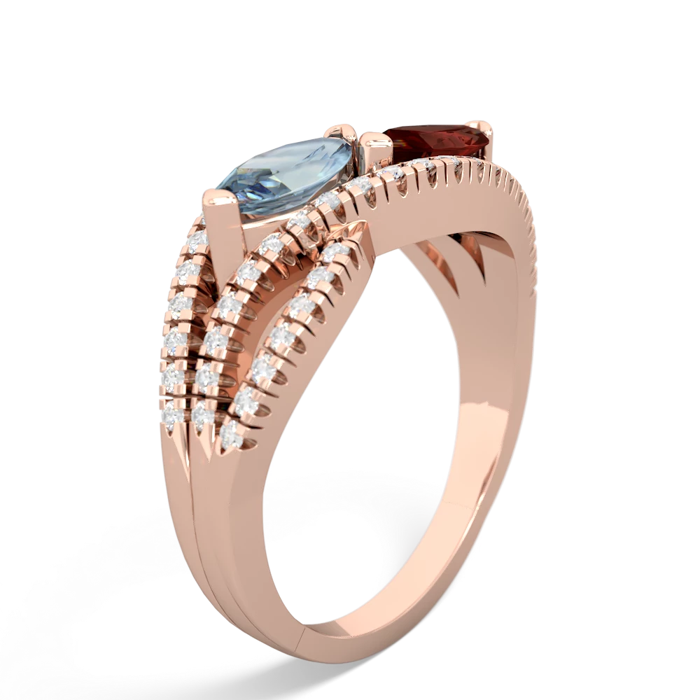 Aquamarine Diamond Rivers 14K Rose Gold ring R3070