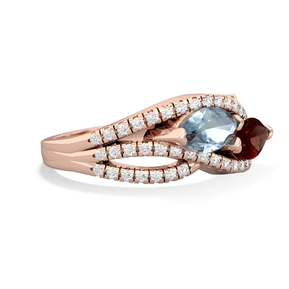 Aquamarine Diamond Rivers 14K Rose Gold ring R3070