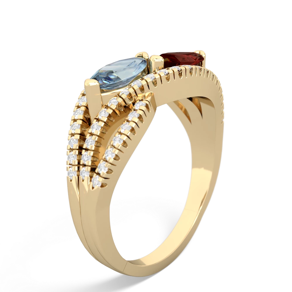 Aquamarine Diamond Rivers 14K Yellow Gold ring R3070