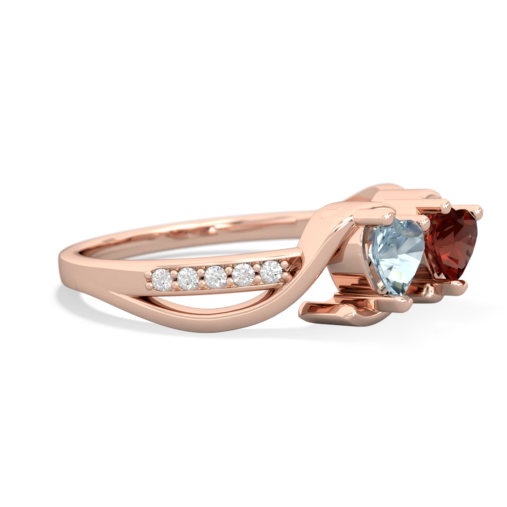Aquamarine Side By Side 14K Rose Gold ring R3090
