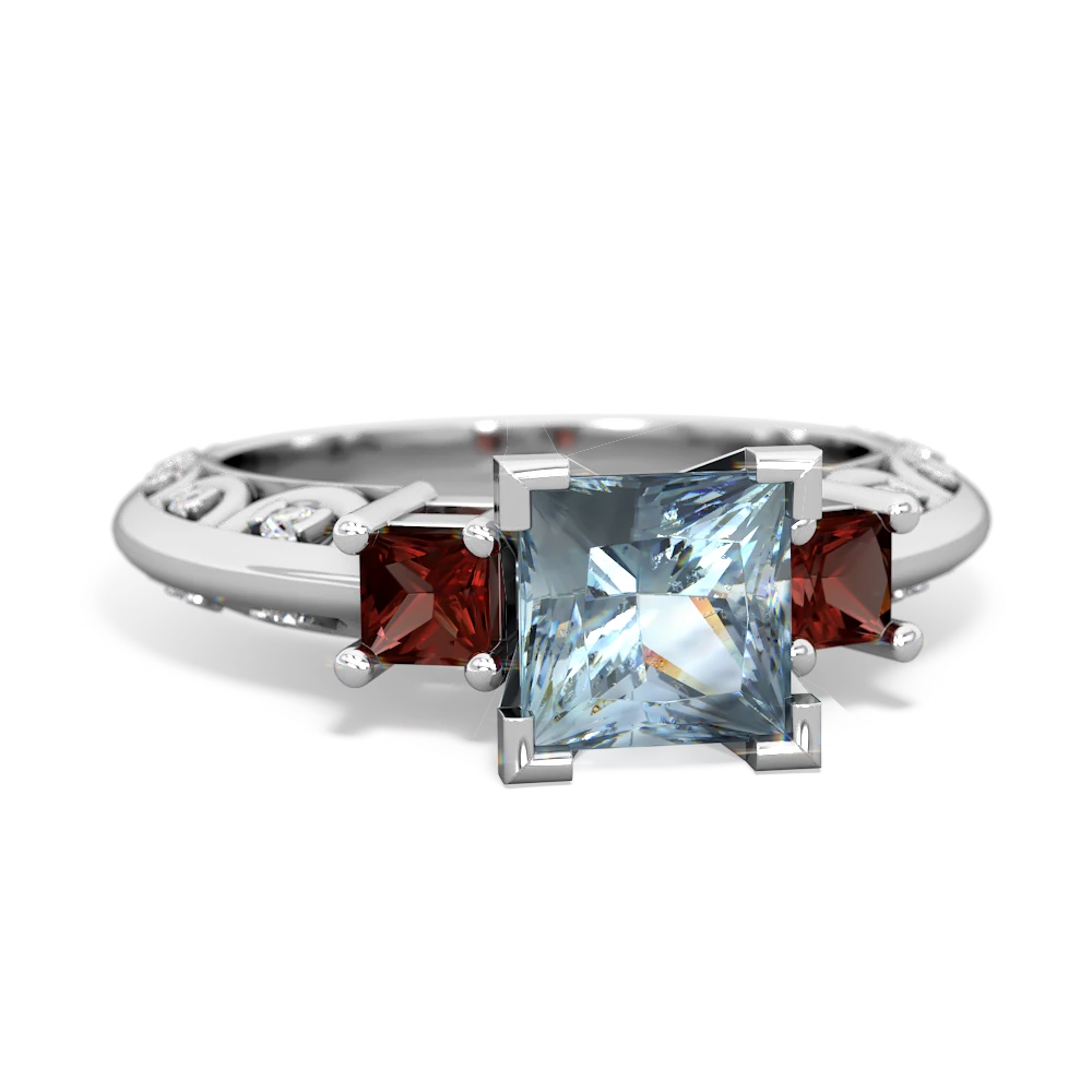 aquamarine garnet engagement ring 2001rc white gold