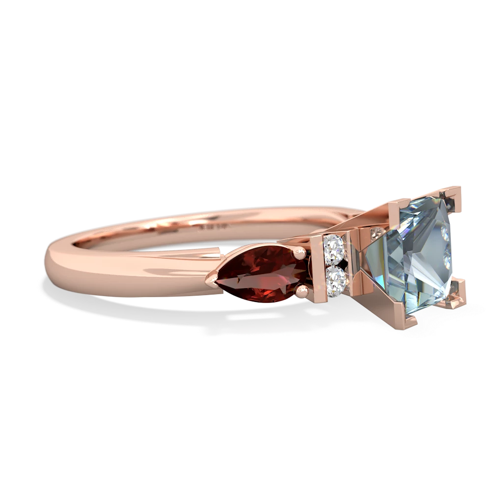 Aquamarine 6Mm Princess Eternal Embrace Engagement 14K Rose Gold ring C2002