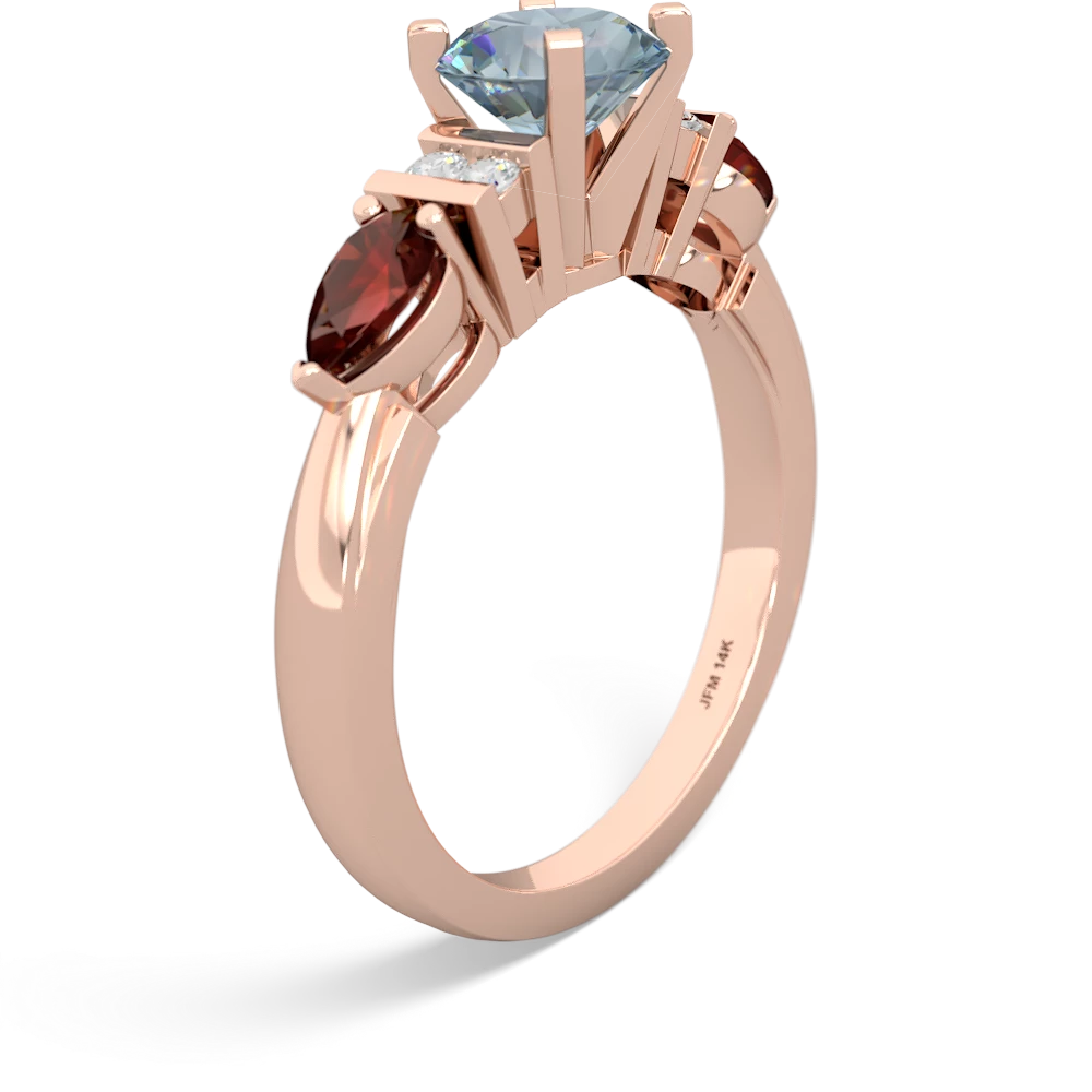 Aquamarine 6Mm Round Eternal Embrace Engagement 14K Rose Gold ring R2005