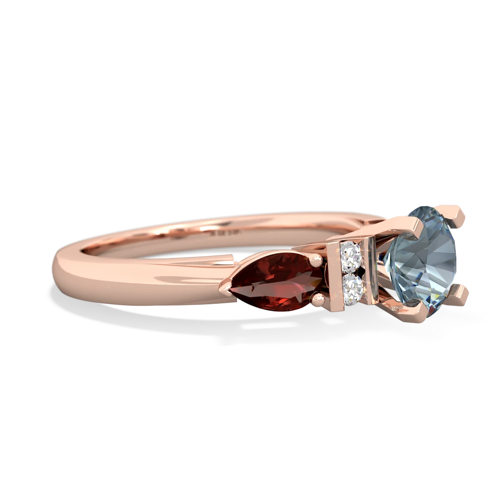 Aquamarine 6Mm Round Eternal Embrace Engagement 14K Rose Gold ring R2005